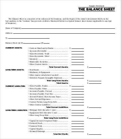 balance sheet template