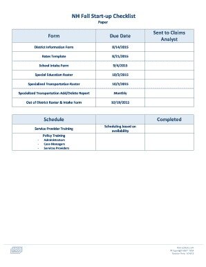 startup checklist